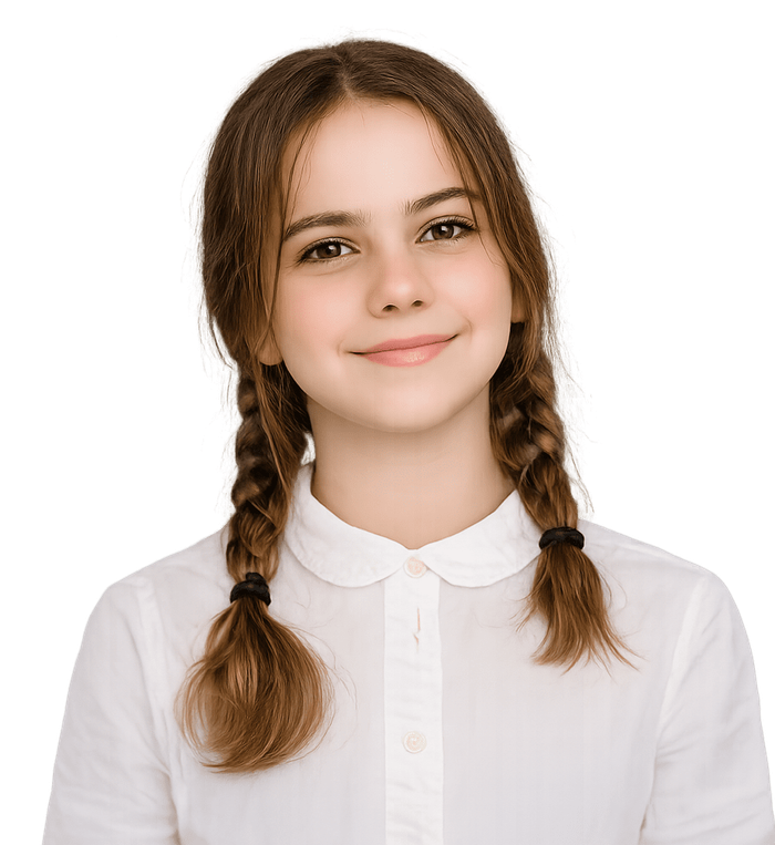 Student smiling during her online math class