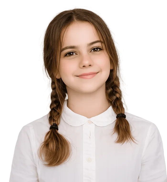 Student smiling during her online math class