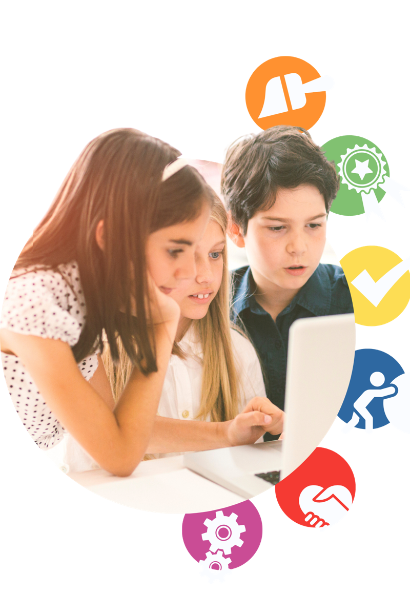 Teacher and students in an online class