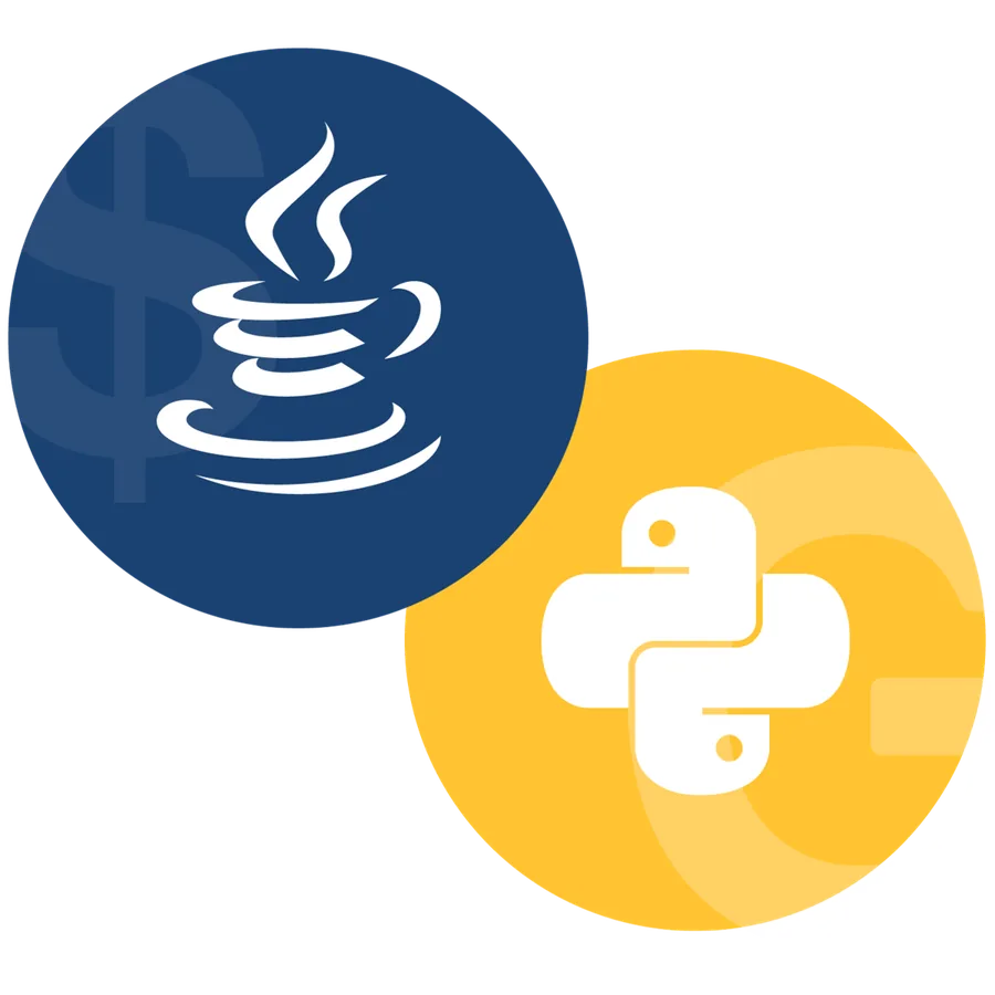 Java logo and Python logo in two overlapping circles