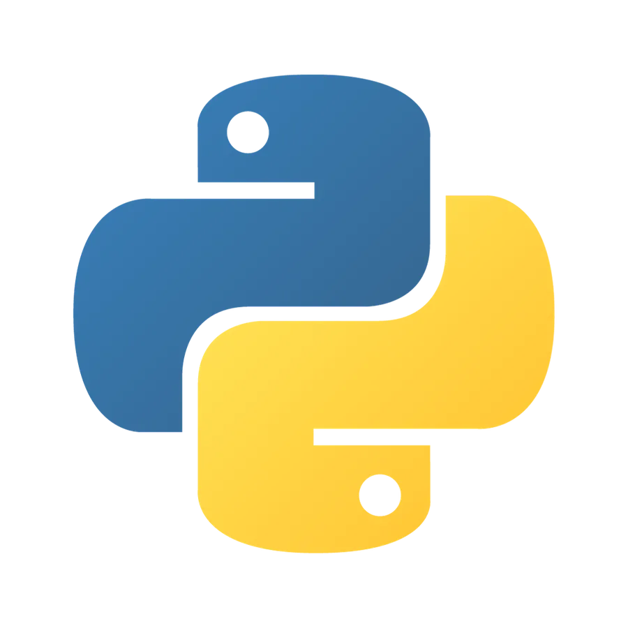 Python logo, two linked snakes in blue and yellow